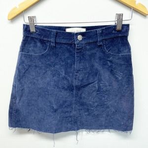 Caren Forbes Corduroy Blue Distressed Mini Skirt S